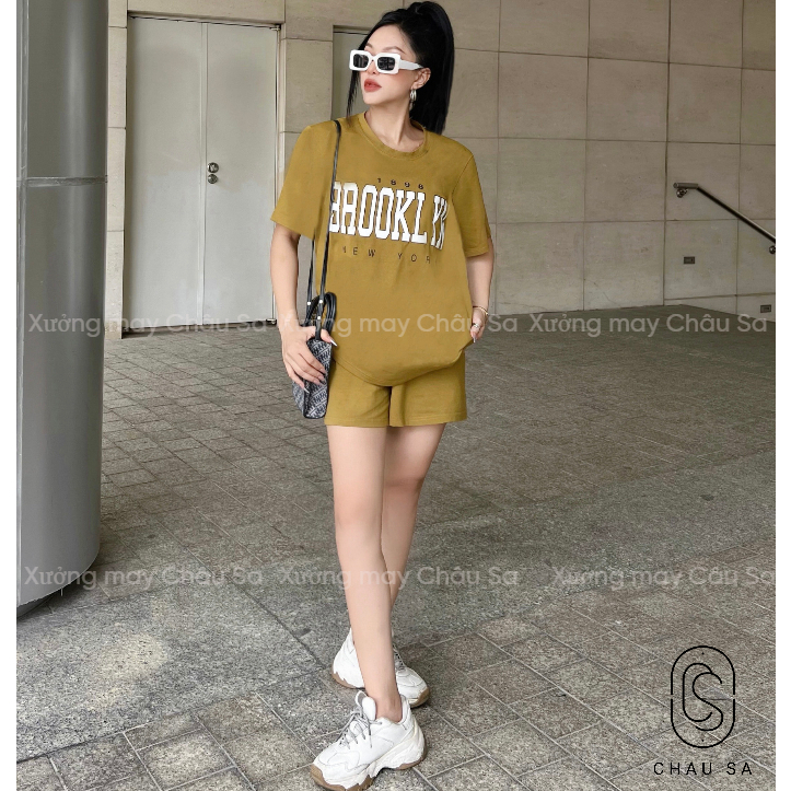 Bộ Cotton 4 chiều chất vải lạnh mát mẻ quần đùi áo tay ngắn hình in cao cấp không bong tóc - Đồ bộ Châu Sa cao cấp
