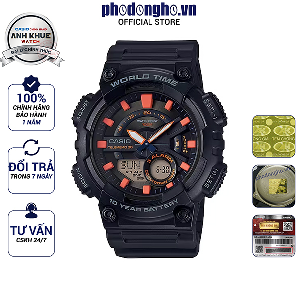 Đồng hồ nam dây nhựa Casio Anh Khuê AEQ-110W-1A2VDF