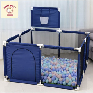   KÈM 100 bóng  Quây bóng Vuông có giỏ bóng rổ  khung inox  dài rộng 125cm - hàng cao cấp. 