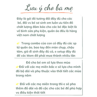 Combo đồ sơ sinh đầy đủ gói cao cấp bé trai