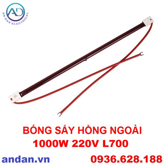 Bóng sấy hồng ngoại 1000w 220v l700, đèn sấy hồng ngoại 1000w 70cm