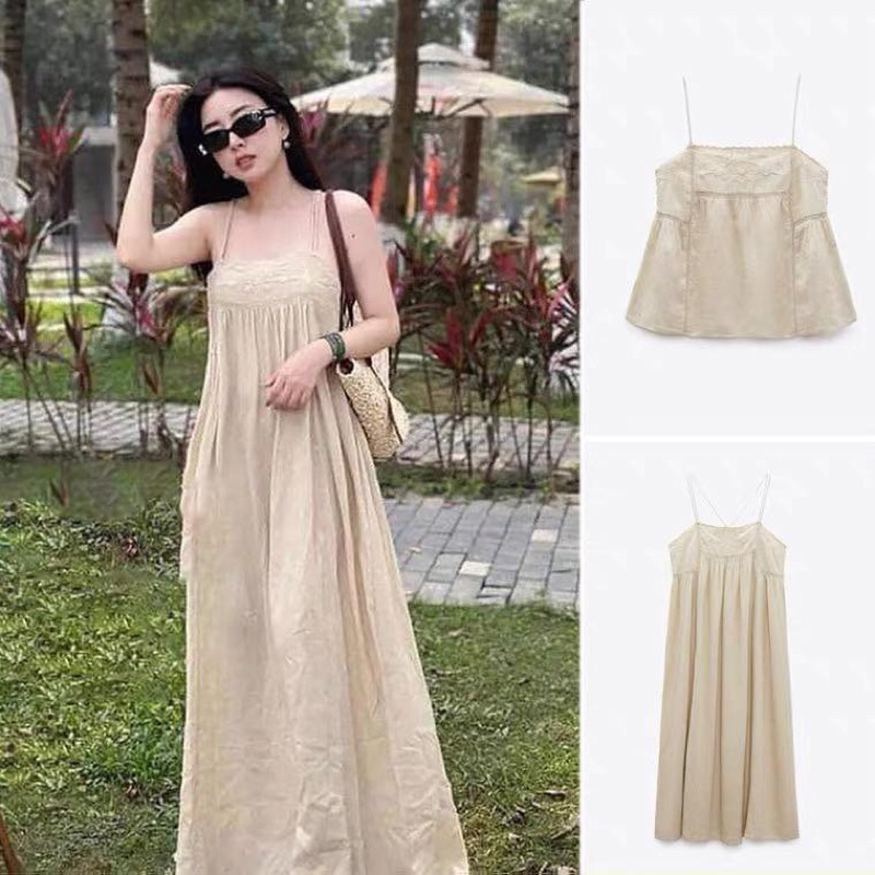 Đầm maxi váy maxi 2 dây Zara du lịch đi biển