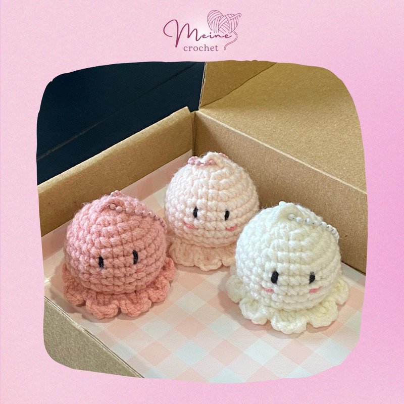 Móc khoá bạch tuộc mini làm bằng len - thành phẩm sẵn