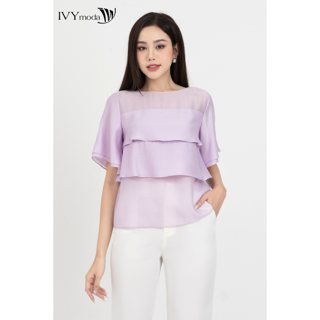 Áo lụa xếp tầng nữ IVY moda MS 16M8342