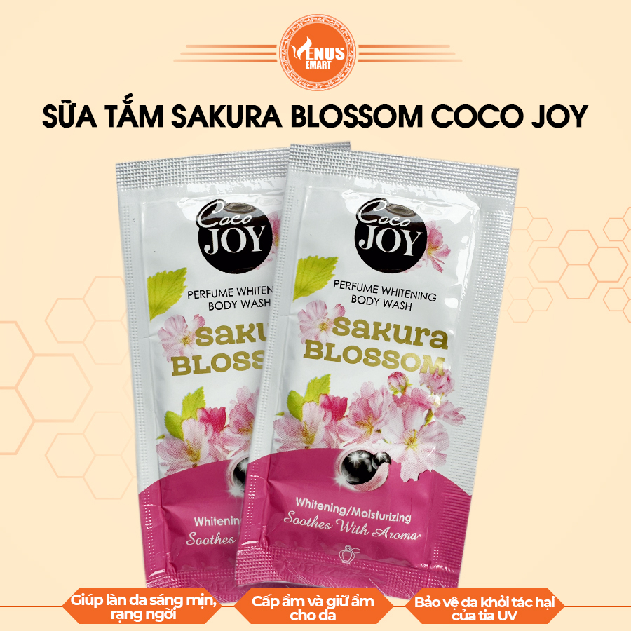 10 gói sữa tắm trắng da hương nước hoa Cocojoy chiết xuất hoa anh đào, ngọc trai- Perfume Whitening Blossom- VENUS EMART