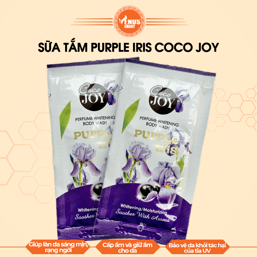 10 gói sữa tắm trắng da hương nước hoa Cocojoy - hoa Purple Iris và ngọc trai Perfume whitening body wash VENUS EMART