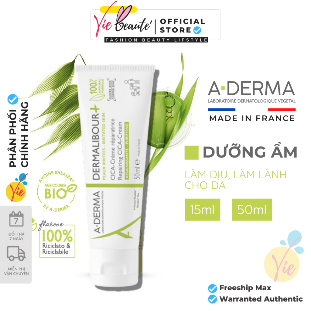 Kem Dưỡng Ẩm Phục Hồi Da Aderma Dermalibour+ Repairing Cream 50ml