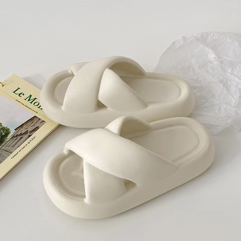 Dép bánh mì nam nữ, Dép quai chéo đế dày mùa hè Hàn Quốc, Siêu nhẹ chống trơn trượt