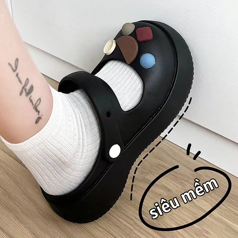 Dép sục nữ đế dày 3.5cm Mũi Tròn Đáng Yêu, nhiều hình tùy chọn dễ thương