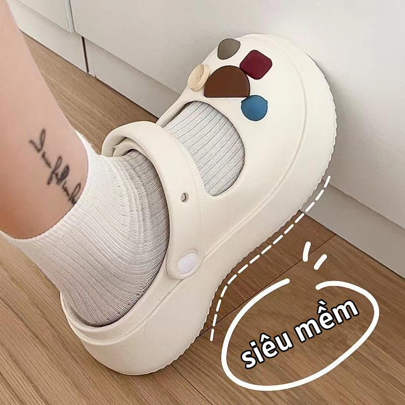 Dép sục nữ đế dày 3.5cm Mũi Tròn Đáng Yêu, nhiều hình tùy chọn dễ thương