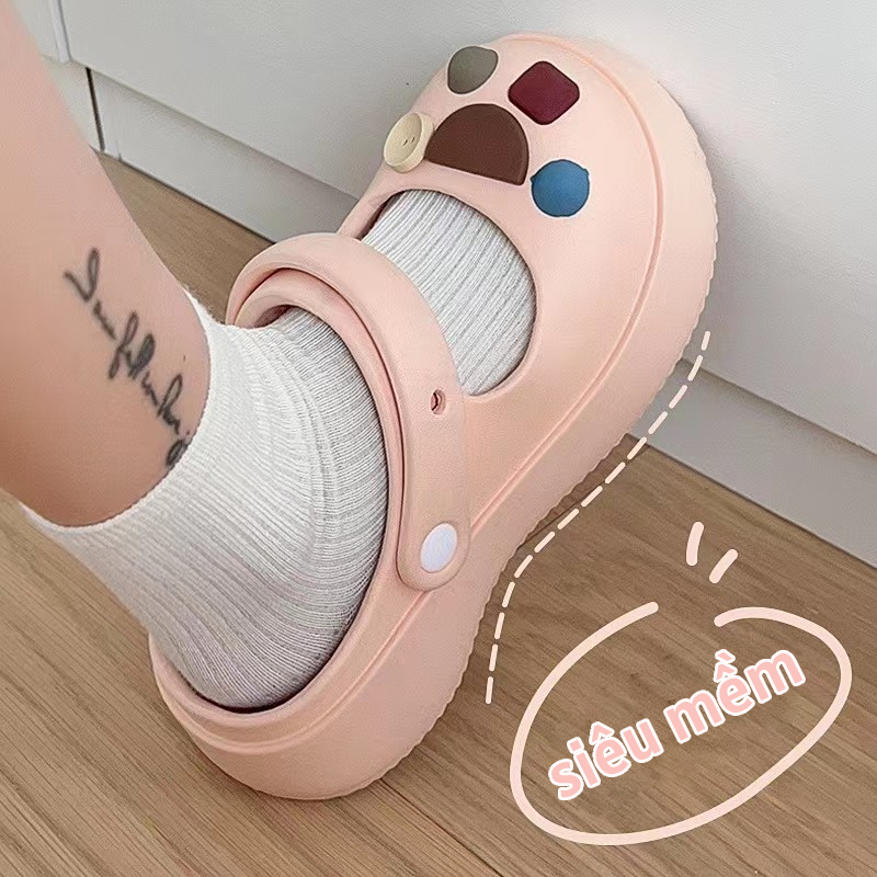 Dép sục nữ đế dày 3.5cm Mũi Tròn Đáng Yêu, nhiều hình tùy chọn dễ thương