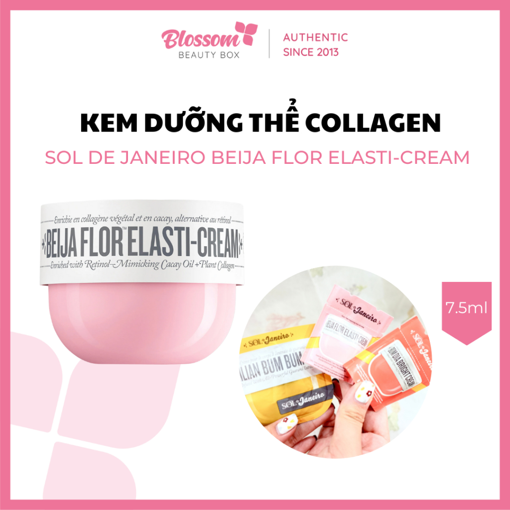Minisize 25ml - Kem dưỡng thể Sol de Janeiro Beija Flor Elasti-Cream with Collagen and Squalane