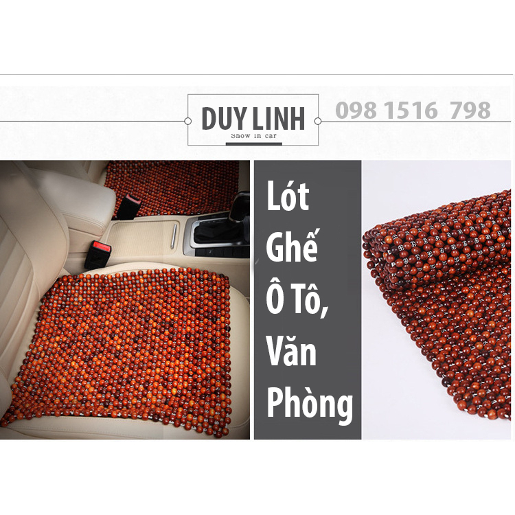 Tấm lót ghế hạt gỗ vuông 45*45 cho ô tô và văn phòng - Miếng đệm ghế 4 mùa tạo sự đối lưu không khí thoải mái
