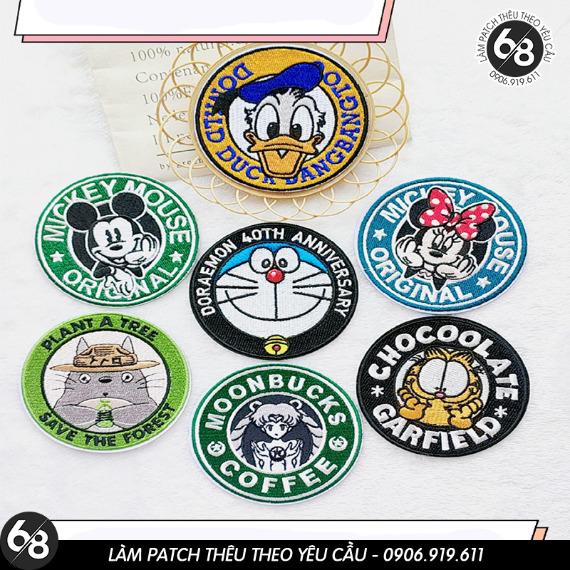 Sticker ủi nhiệt thêu logo nhân vật hoạt hình dễ thương huy hiệu dán DIY cute độc đáo - Patch ủi quần áo balo H93