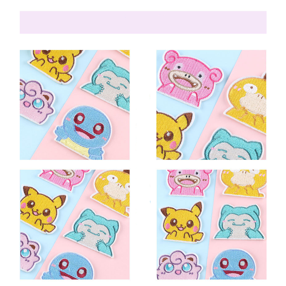 Sticker ủi nhiệt thêu logo hình nhân vật Pikachu dễ thương huy hiệu dán DIY cute độc đáo - Patch ủi quần áo balo H94