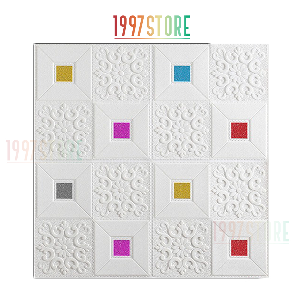 Tấm xốp dán tường 3D có hoa văn đẹp.kích thước 70x70cm - dày 5mm Dùng dán tường và trần nhà tiện lợi