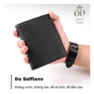 K LUXURY LEATHER- Ví Nam Da Thật Saffiano Chống Nước Nhỏ Gọn Dáng Đứng Tặng Hộp Túi Bảo Hành 12 Mã KT012