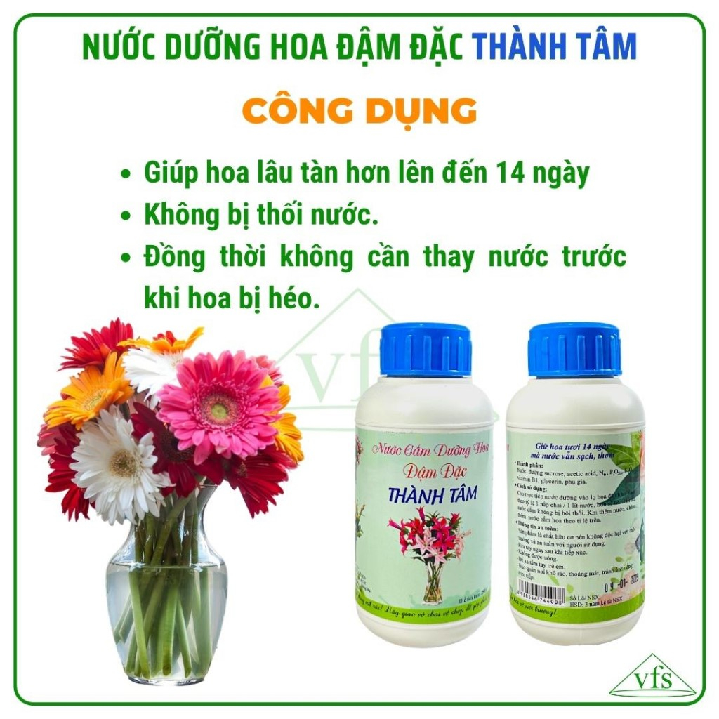 Nước dưỡng hoa Matara Thành Tâm 250ml. Giúp dưỡng hoa tươi lâu đến 14 ngày không bị hỏng, không bị mùi hôi khó chịu
