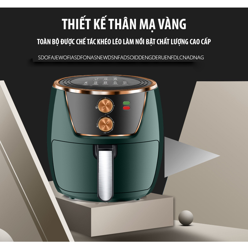 Nồi chiên không dầu TLC-KAW 8 Lít - 2 màu xanh rêu, đen, công suất 1500W