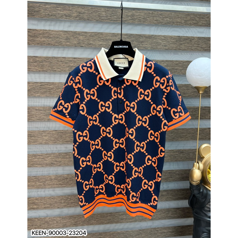 ÁO Polo nam GC like au cổ tròn họa tiết tay ngắn phong cách trẻ trung chuẩn from