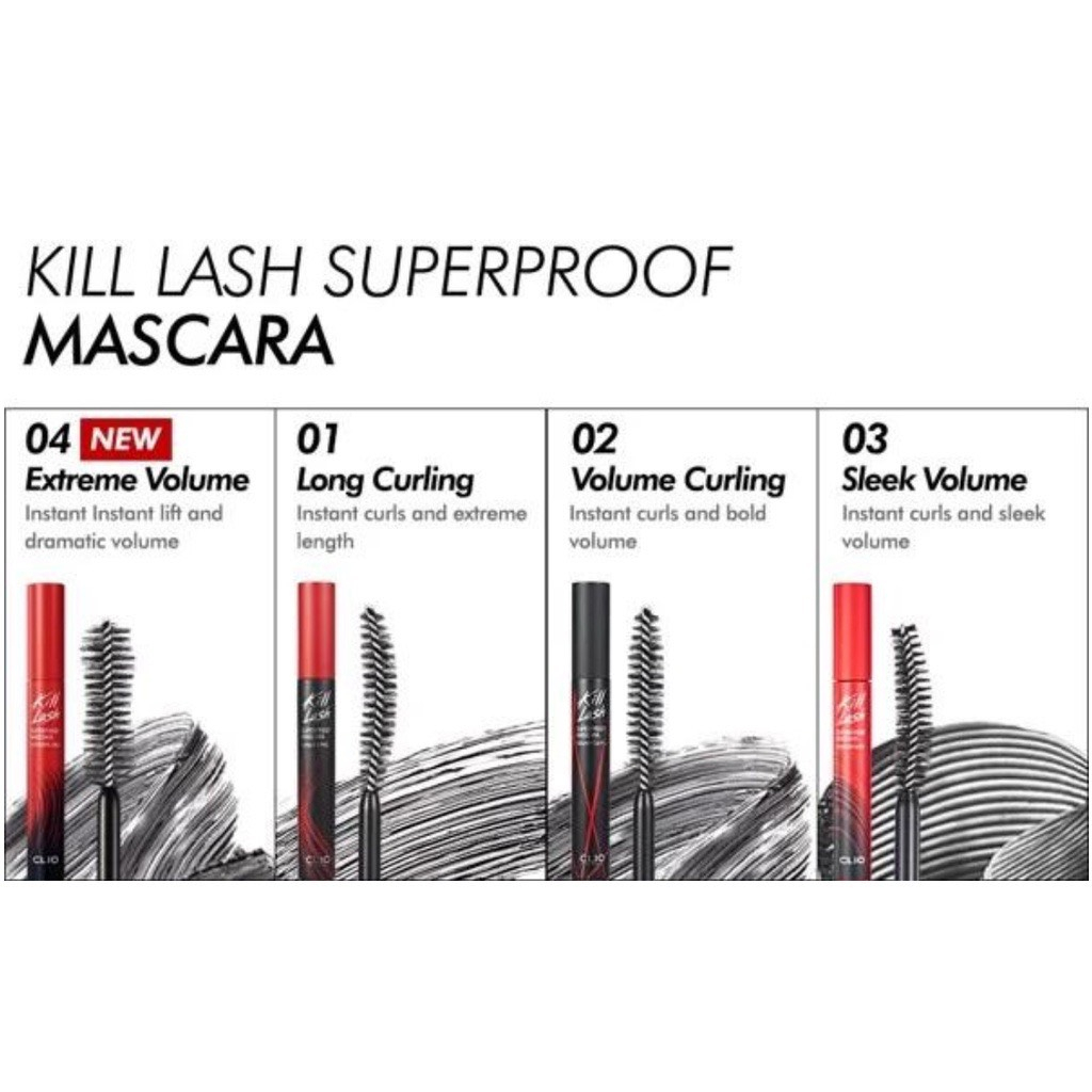 Chải mi Làm Cong Mi, chống Trôi CLIO Kill Lash Superproof Mascara Long Curling 7g