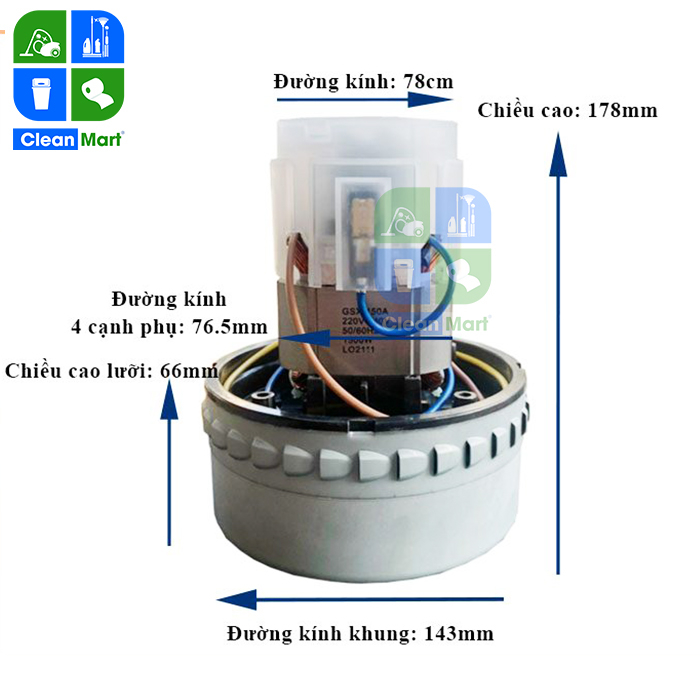 Motor máy hút bụi công nghiệp 1600W - 1800W