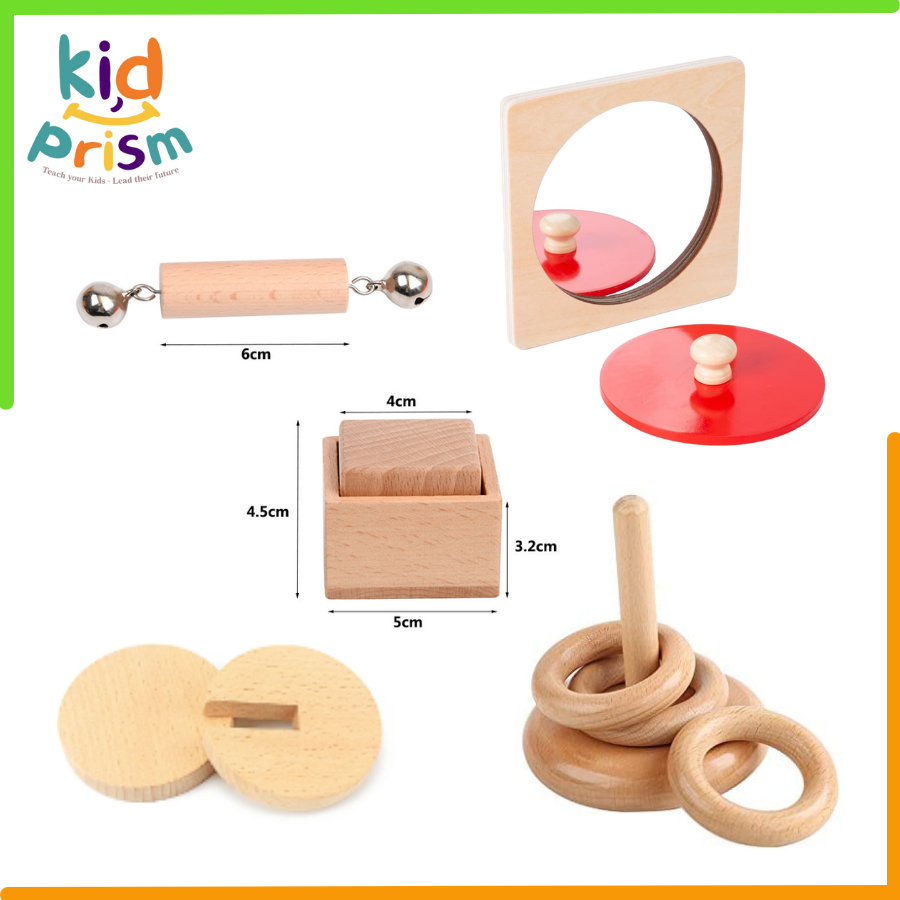 Set đồ chơi Montessori cho bé từ 03 tháng tuổi bằng gỗ an toàn - Giúp bé phát triển trí tuệ, giác quan giai đoạn từ sớm