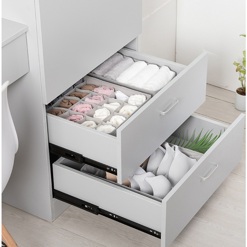 Set 3 Hộp Đựng Đồ Lót, Tất Vớ, Găng Tay Bằng Vải Không Dệt/ Khay Xếp Quần Áo Chia Ngăn Để Tủ Đồ