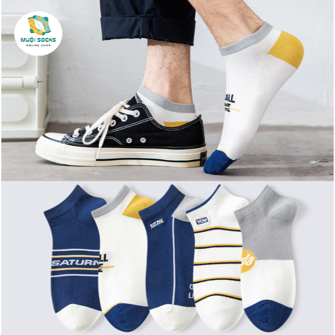 MT8-Set 3 đôi tất nam cổ ngắn kẻ thời trang cao cấp