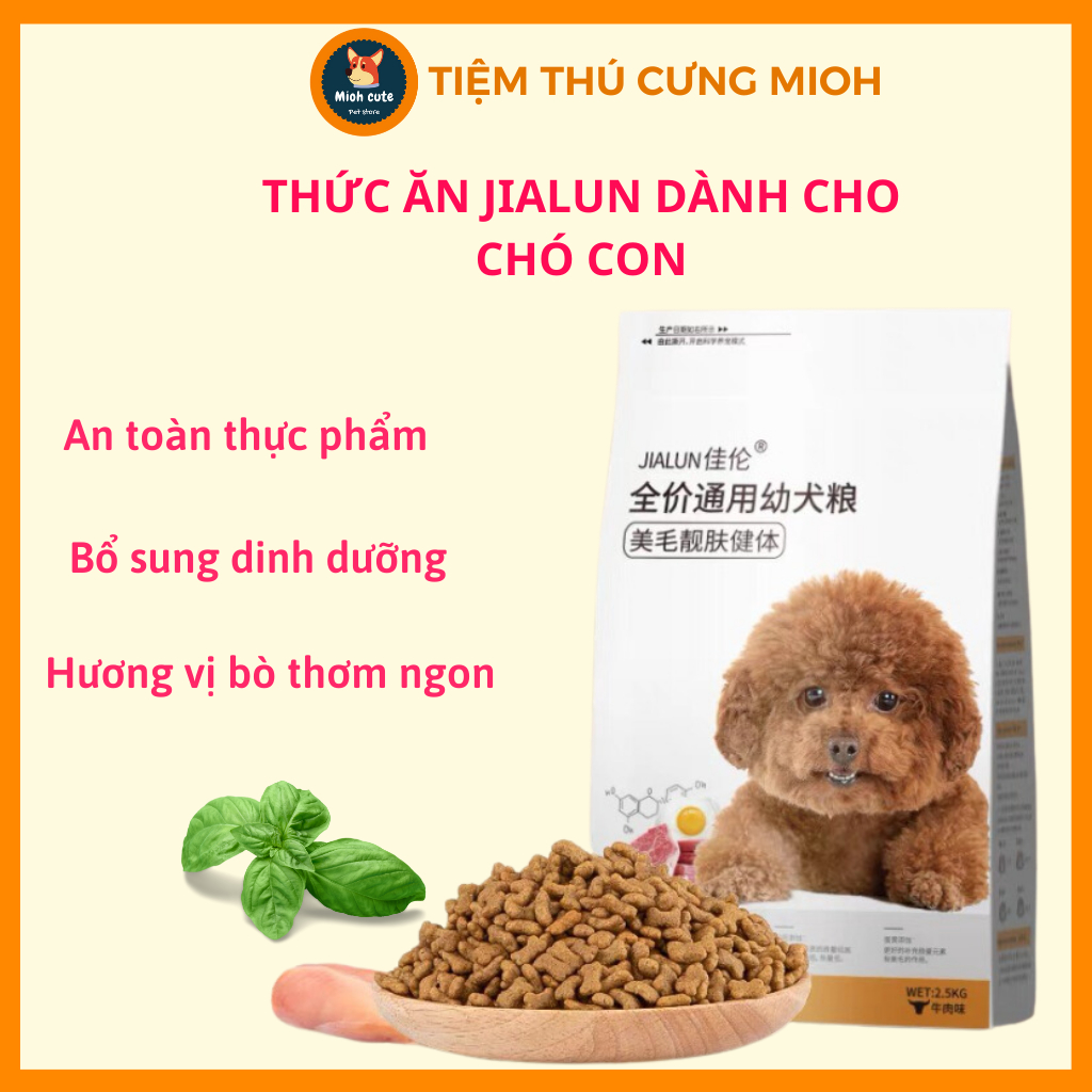 Thức ăn hạt cho chó con Jialun hương vị bò Túi 2,5kg