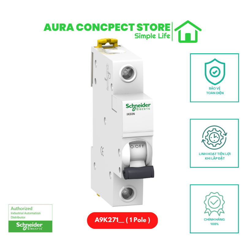 Cầu dao MCB / Aptomat tự động Acti9 IK60N 1P 2P - Schneider Electric
