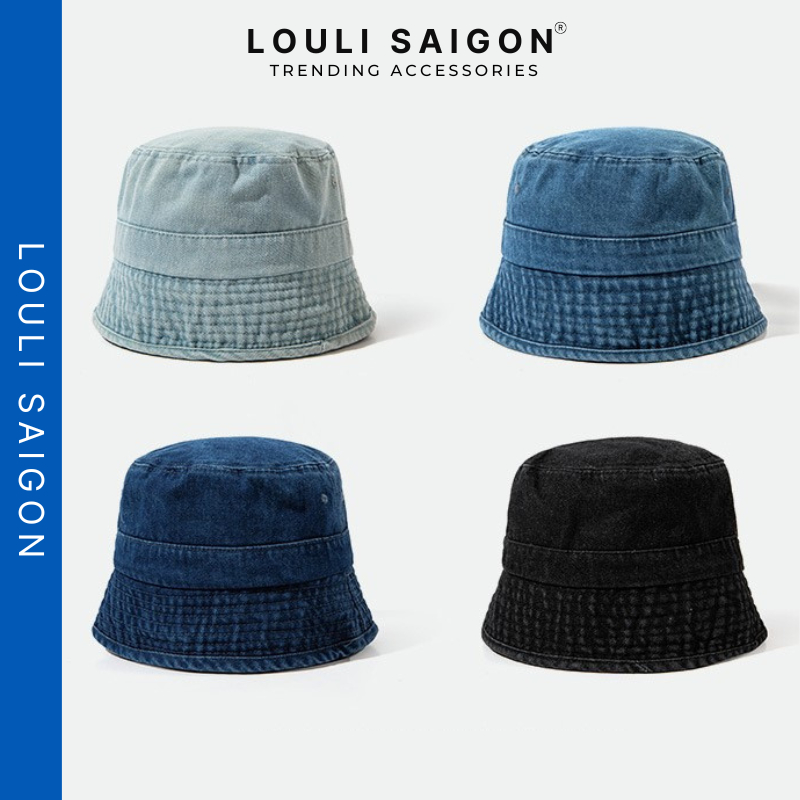 Mũ bucket nam nữ vải jeans trơn thời trang, nón bucket vành cụp denim phong cách Ulzzang BK11