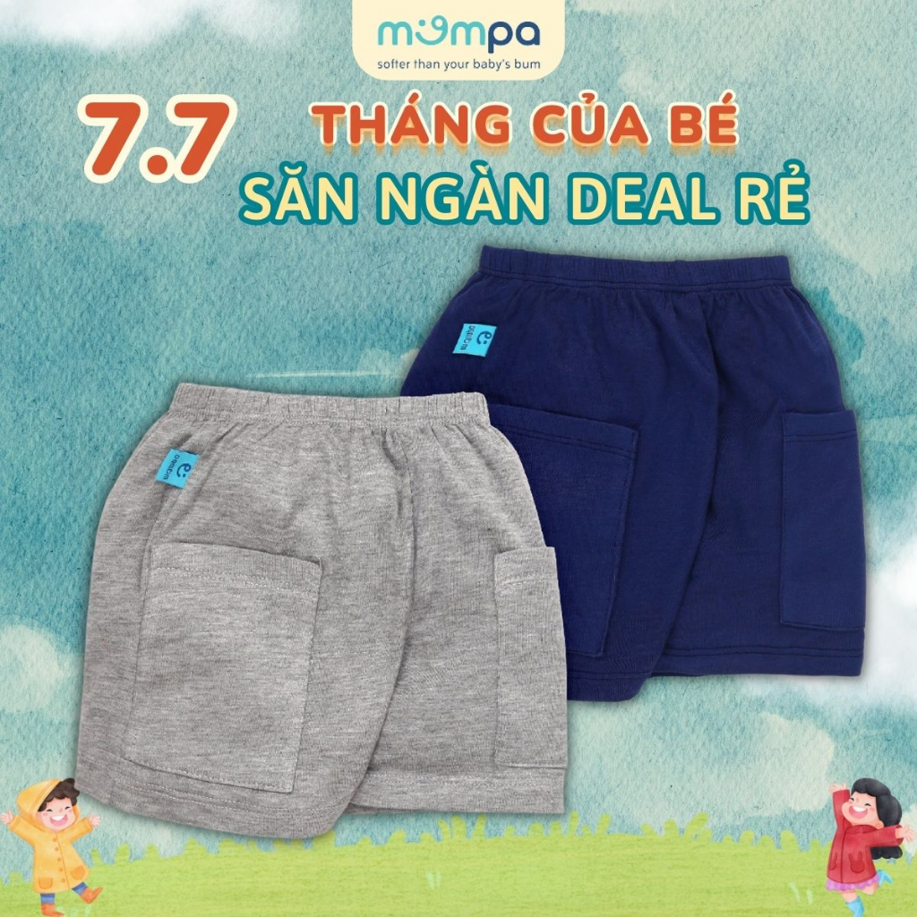 Quần đùi cho bé Mompa set 2 chiếc 3 tháng - 24 tháng vải sợi tre mềm mại thoáng mát 208