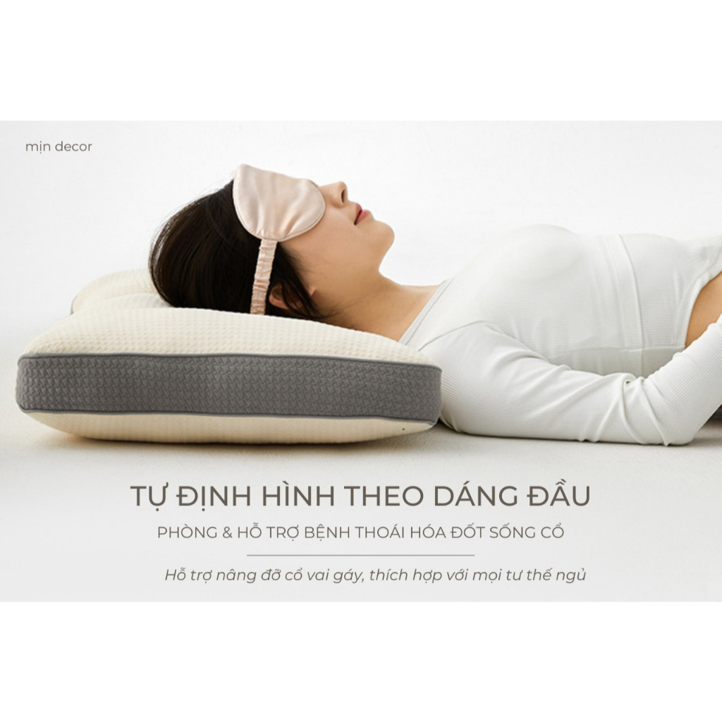 Gối Massage Therapy 2.0 thiết kế chuẩn công thái học hỗ trợ cổ vai gáy kích thước 50x70cm Mịn Decor