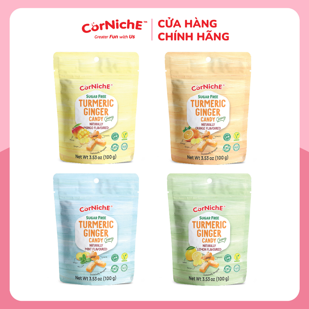 Kẹo gừng nghệ không đường hiệu Corniche 100g