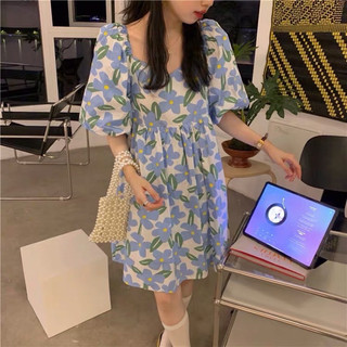 ĐẦM BABYDOLL HOA XANH TAY BỒNG TIỂU THƯ