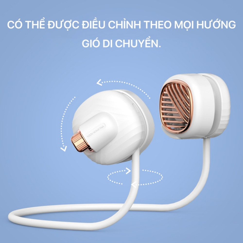 Quạt đeo cổ Deerma DEM-GB100 , Tích điện, Cầm tay, Dùng 4H, Chỉnh 360 độ, Bảo hành 12 tháng