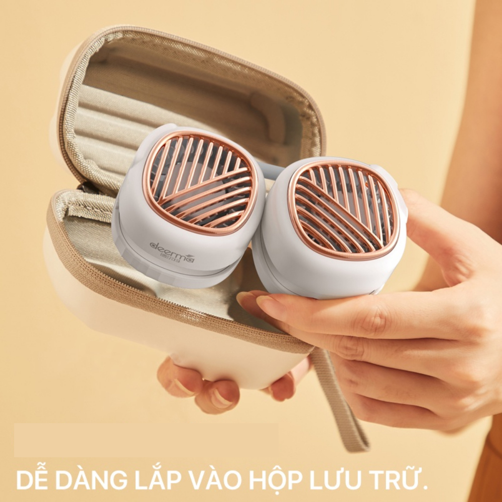 Quạt đeo cổ Deerma DEM-GB100 , Tích điện, Cầm tay, Dùng 4H, Chỉnh 360 độ, Bảo hành 12 tháng