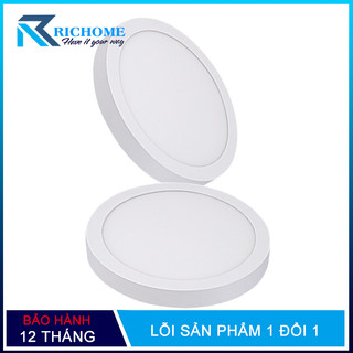 Bộ 2 đèn led nổi ốp trần 12w tròn ánh sáng trắng