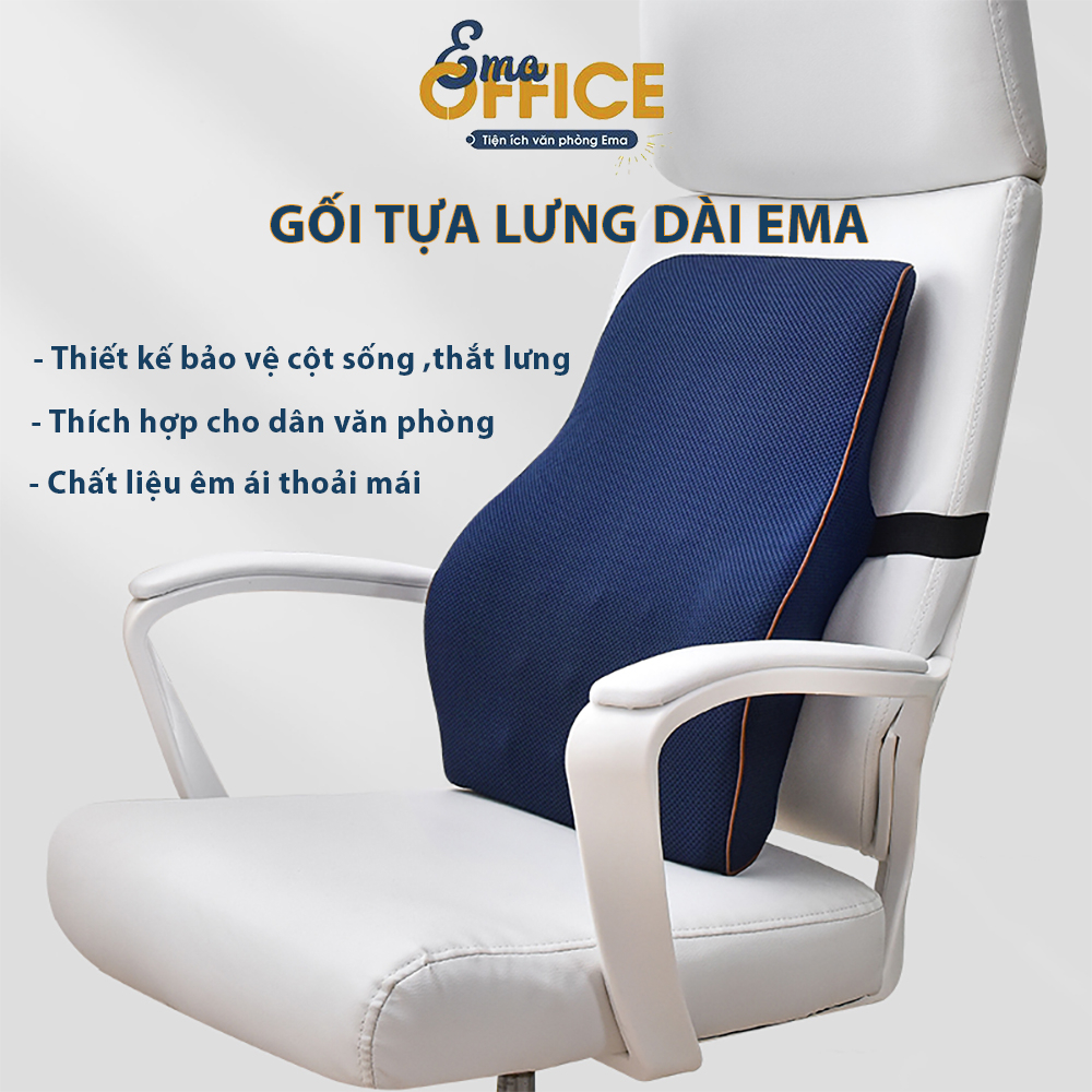 Gối tựa lưng dài văn phòng có gai massage Ema chất liệu cao su non thiết kế công thái học giúp định hình tư thế ngồi
