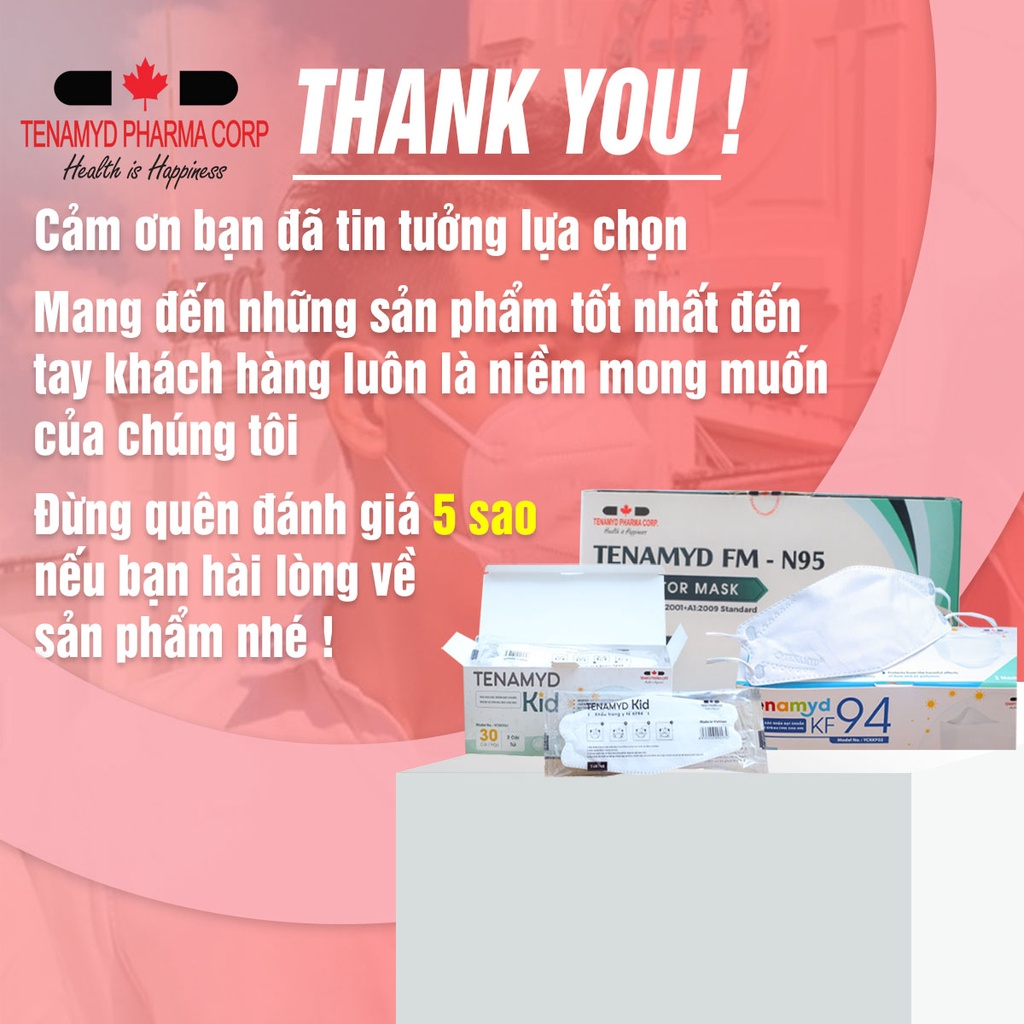 Khẩu Trang KF94 Người Lớn Màu Trắng Tenamyd Chính Hãng