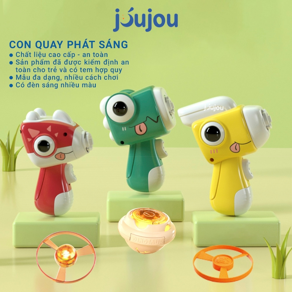 Đồ chơi con quay vô cực khủng long đĩa bay phát sáng cao cấp JuJou Let's Play đơn giản không dùng pin chất liệu an toàn