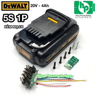 Combo vỏ mạch dewalt 20v-4ah 21700 5s1p nhận sạc zin