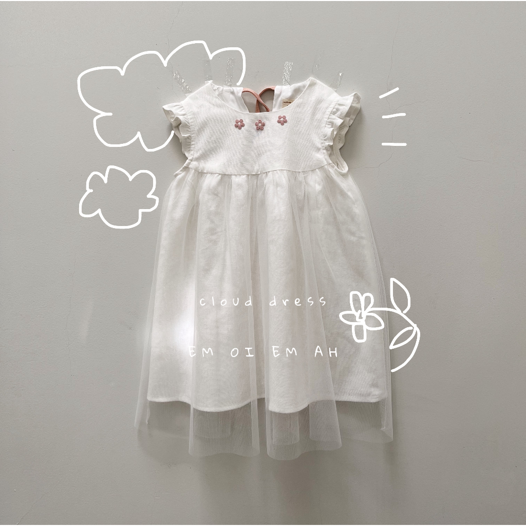 Đầm trắng linen 2 lớp cho bé gái - CLOUD DRESS