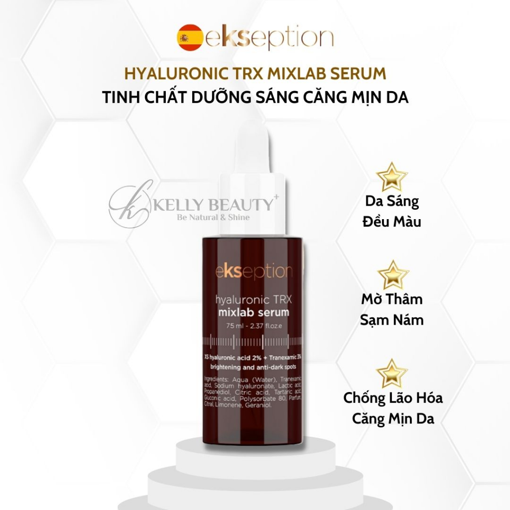 Ekseption Hyaluronic TRX mixlab serum - Tinh Chất Sáng Da, Mờ Thâm Nám Sạm; Cấp Ẩm Căng Mịn Da - Kelly Beauty