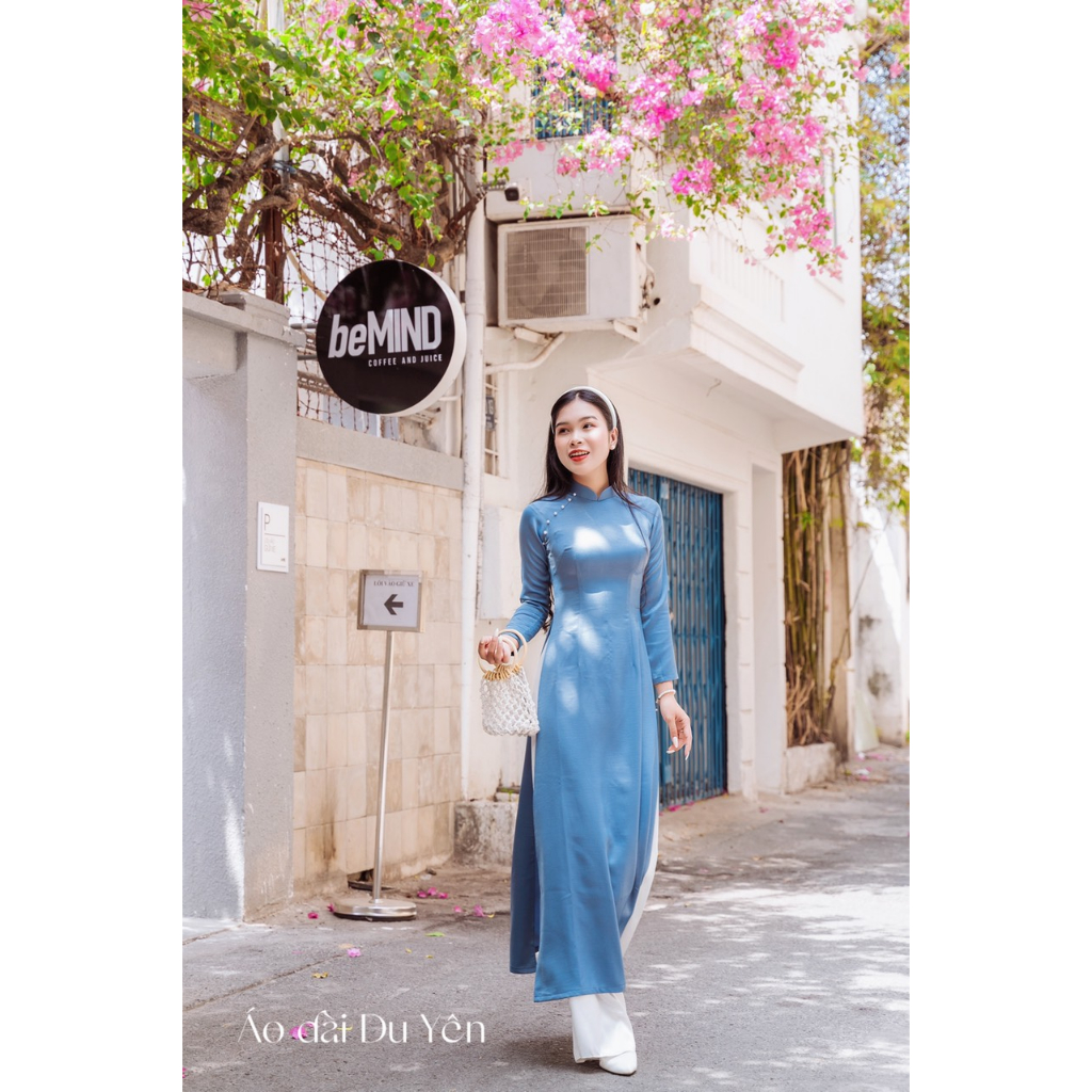 Áo Dài Cách Tân Lụa Tây Thi  , Áo Dài Thụy Anh Xám Xanh