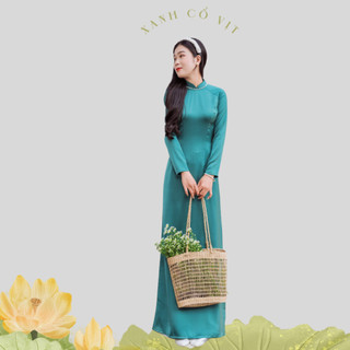 Áo dài truyền thống Nhã xanh cổ vịt - Du Yên thiết kế