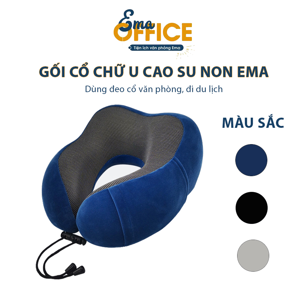 Gối kê cổ chữ U cao su non chống mỏi cổ EMA - Dùng đeo cổ văn phòng, ô tô đi du lịch