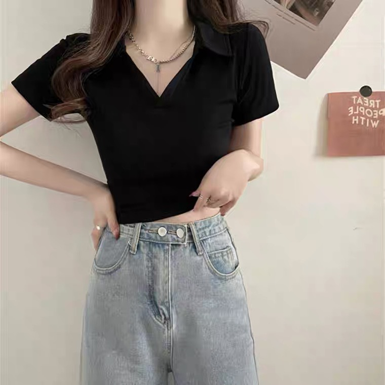 Áo Thun Croptop Polo Nữ Ngắn Tay Cotton Co Giãn RYSO FASHION