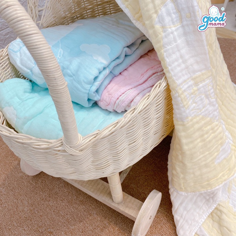 [Goodmama] Khăn tắm, khăn đa năng 6 lớp xô muslin siêu mềm mại cho bé sơ sinh kích thước 110x120cm